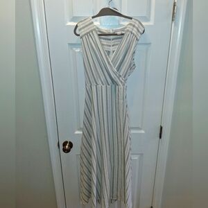 Gray & White Striped Calvin Klein Maxi Dress
